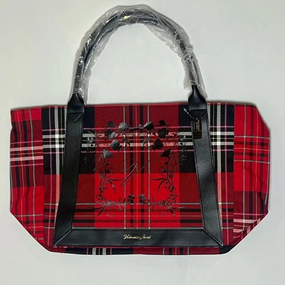 Victoria's Secret Red Plaid Tote Bag Limited Edition NWT